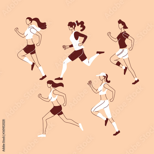 women avatars running vector design © djvstock