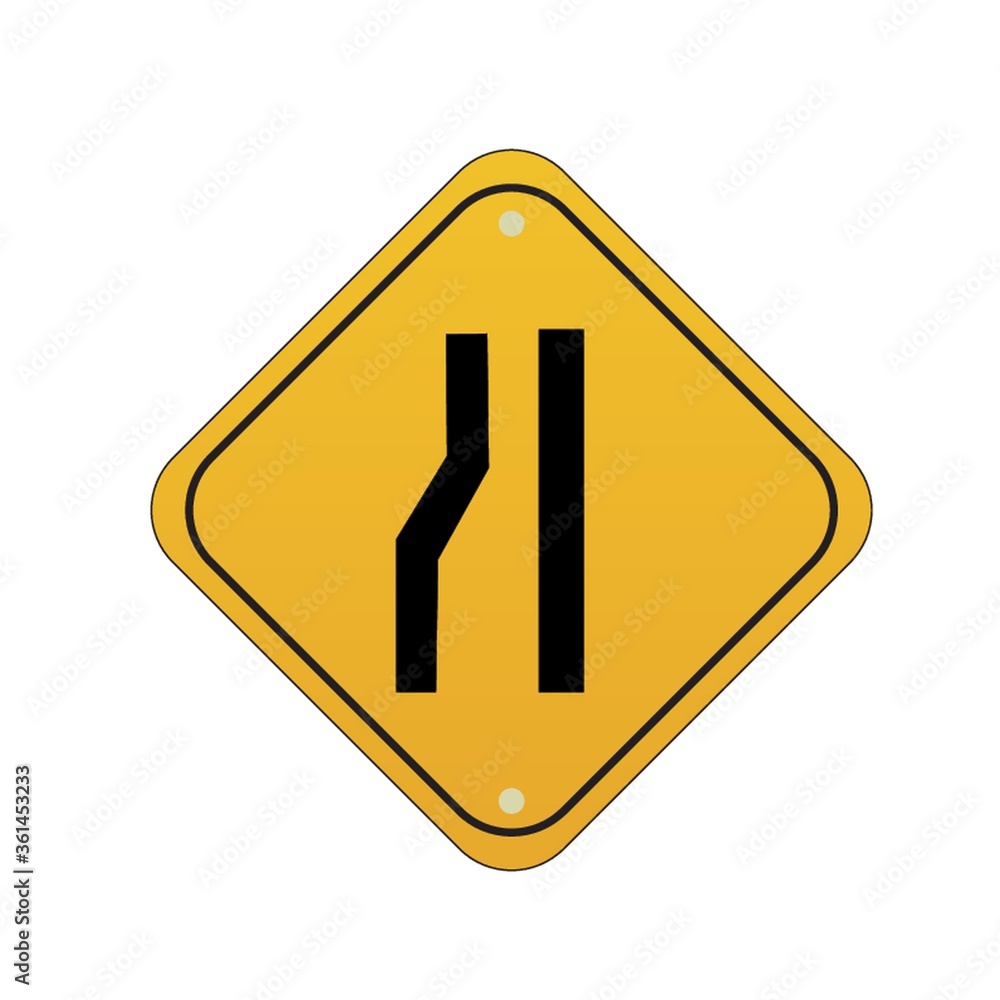 Road narrows from left sign Road narrows from left sign