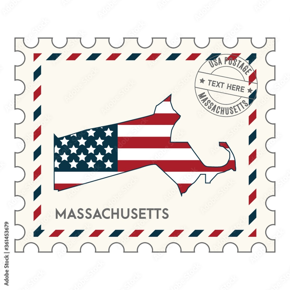 Fototapeta premium Massachusettspostagestamp