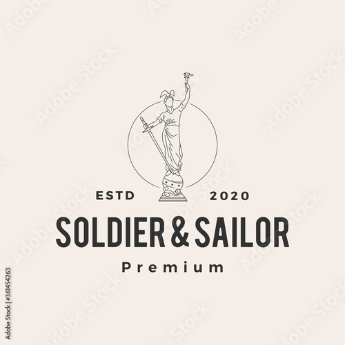 soldier and sailor statue hipster vintage logo vector icon illustration