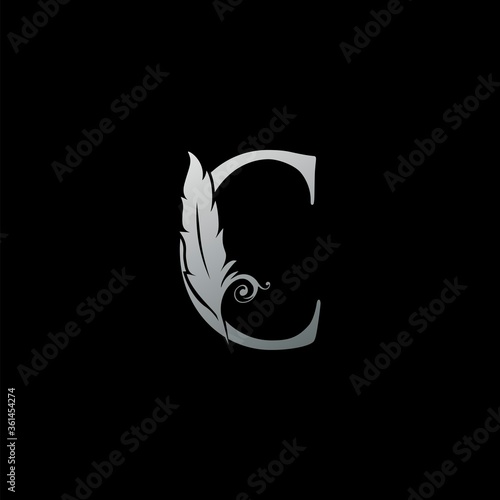 Luxury Feather Letter C logo Icon. Monogram design concept for law, lawyer, legal officer, firm, notary
