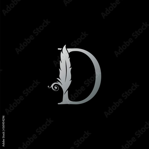 Luxury Feather Letter D logo Icon. Monogram design concept for law, lawyer, legal officer, firm, notary