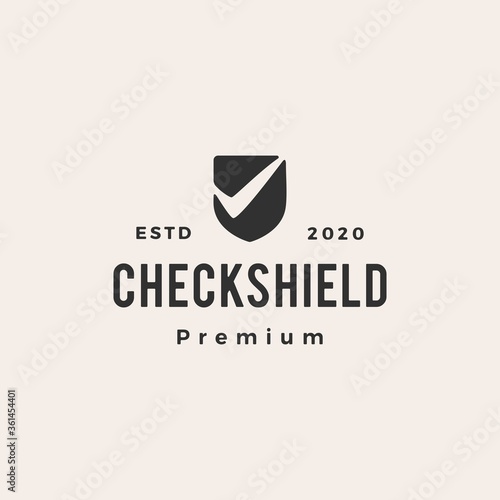 check shield hipster vintage logo vector icon illustration