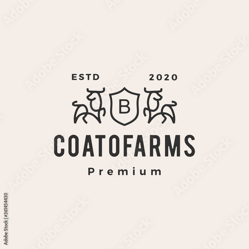 bull coat of arms hipster vintage logo vector icon illustration