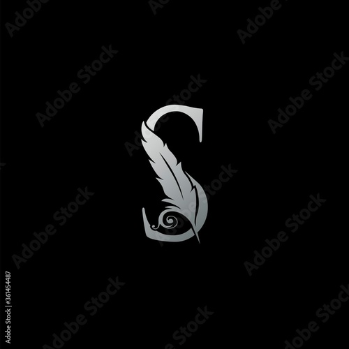 Luxury Feather Letter S logo Icon. Monogram design concept for law, lawyer, legal officer, firm, notary