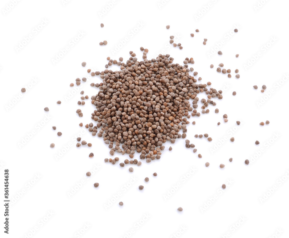 Pile of black sesame seeds isolated on white background Pile of black sesame seeds isolated on white background