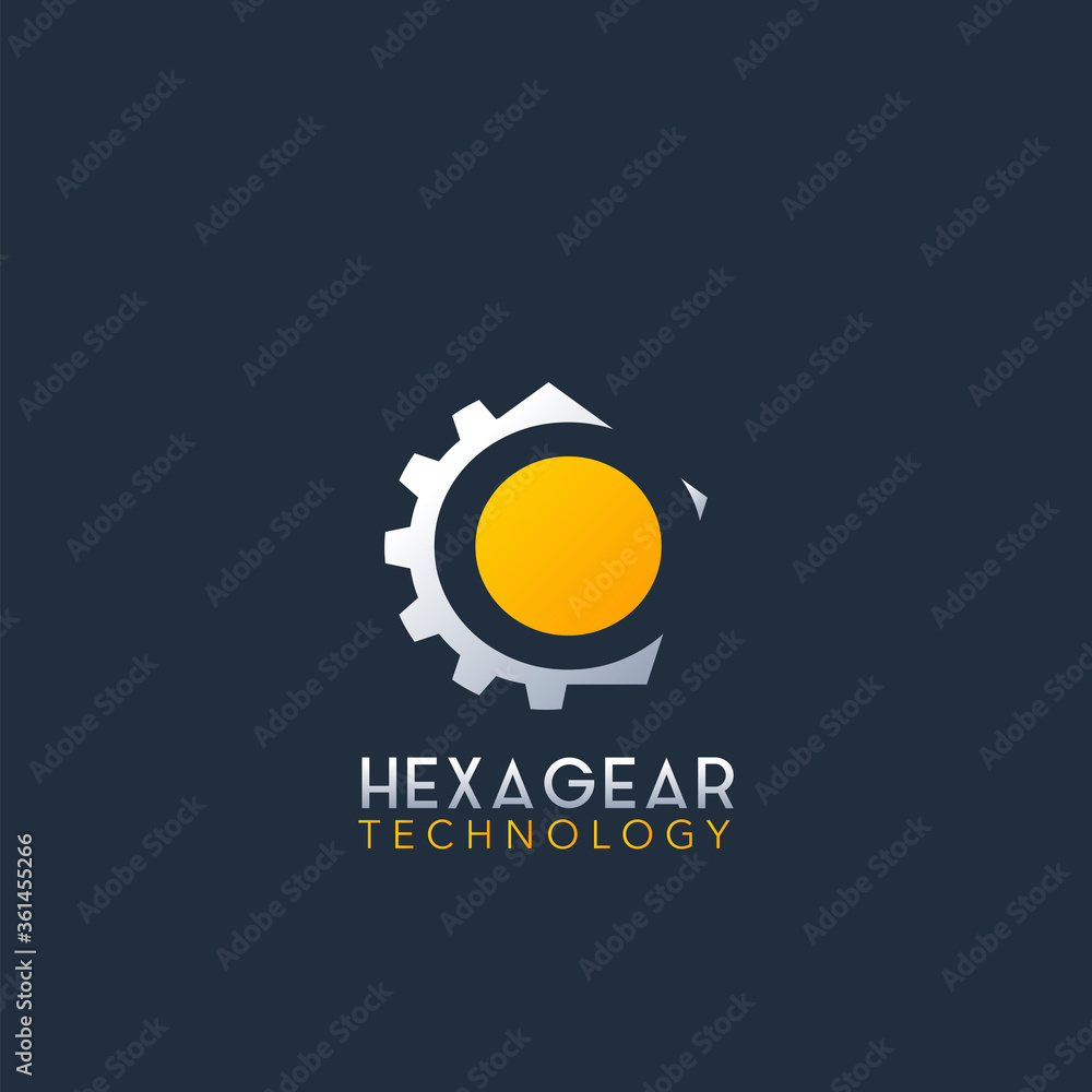 Fototapeta premium Negative Space O Letter Logo, Techno Hexagonal Gear Vector Design Logo