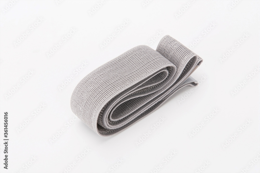 Grey stretch band on white background Grey stretch band on white background