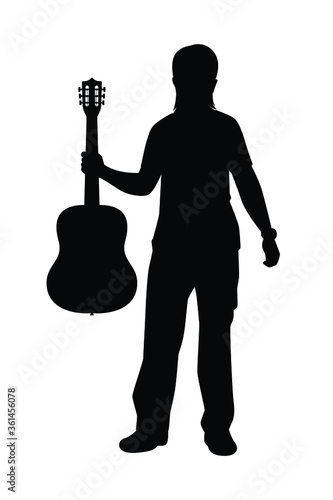 A musician with guitar silhouette vector