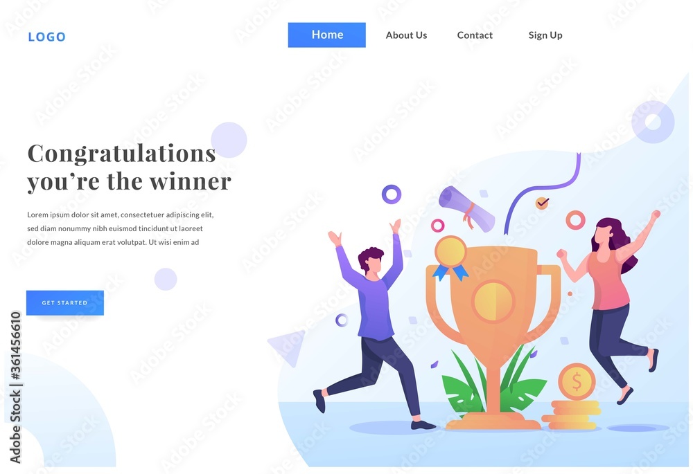 winners web landing page with illustration winners web landing page with illustration