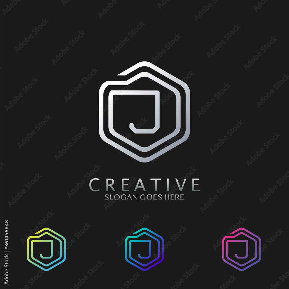 Hexagon J Letter logo vector design for technology business Hexagon J Letter logo vector design for technology business