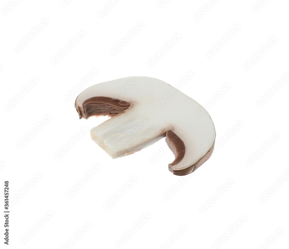 Fototapeta premium Slice of champignon mushroom isolated on white