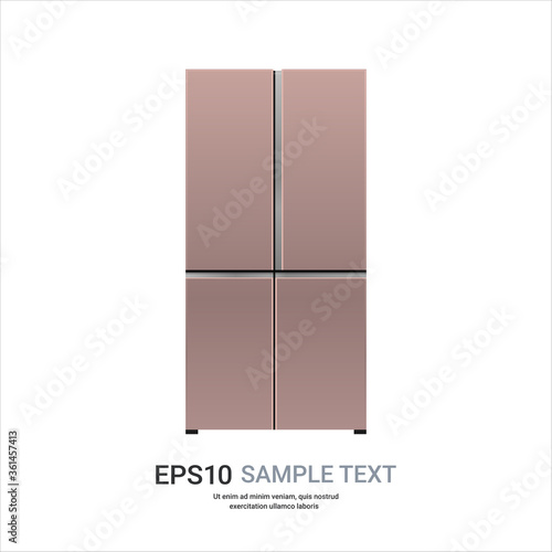 bronze refrigerator side by side fridge freezer modern kitchen household home appliance concept isolated copy space vector illustration