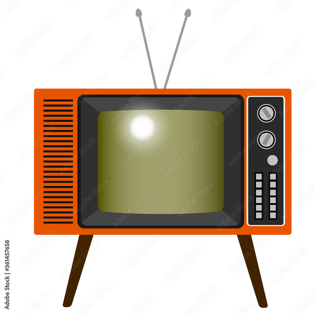 リアルでレトロな可愛いテレビのイラスト 脚付き Vector De Stock Adobe Stock