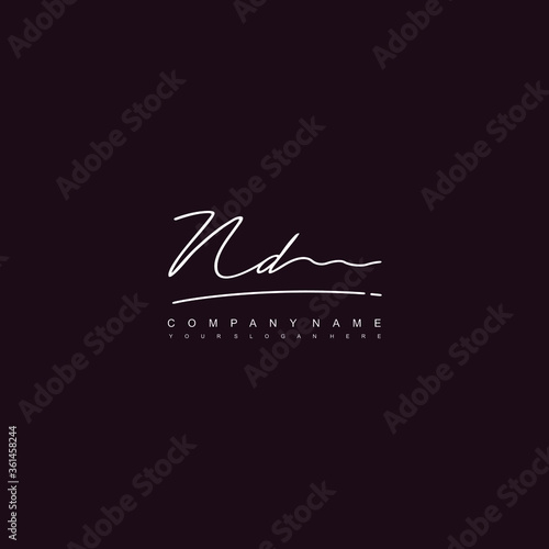 ND initials signature logo. Handwriting logo vector templates. Hand drawn Calligraphy lettering Vector illustration.