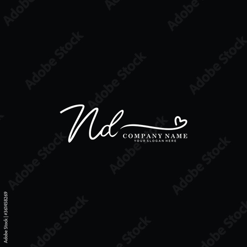 ND initials signature logo. Handwriting logo vector templates. Hand drawn Calligraphy lettering Vector illustration.