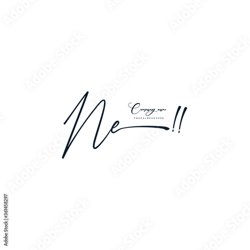 NE initials signature logo. Handwriting logo vector templates. Hand drawn Calligraphy lettering Vector illustration.