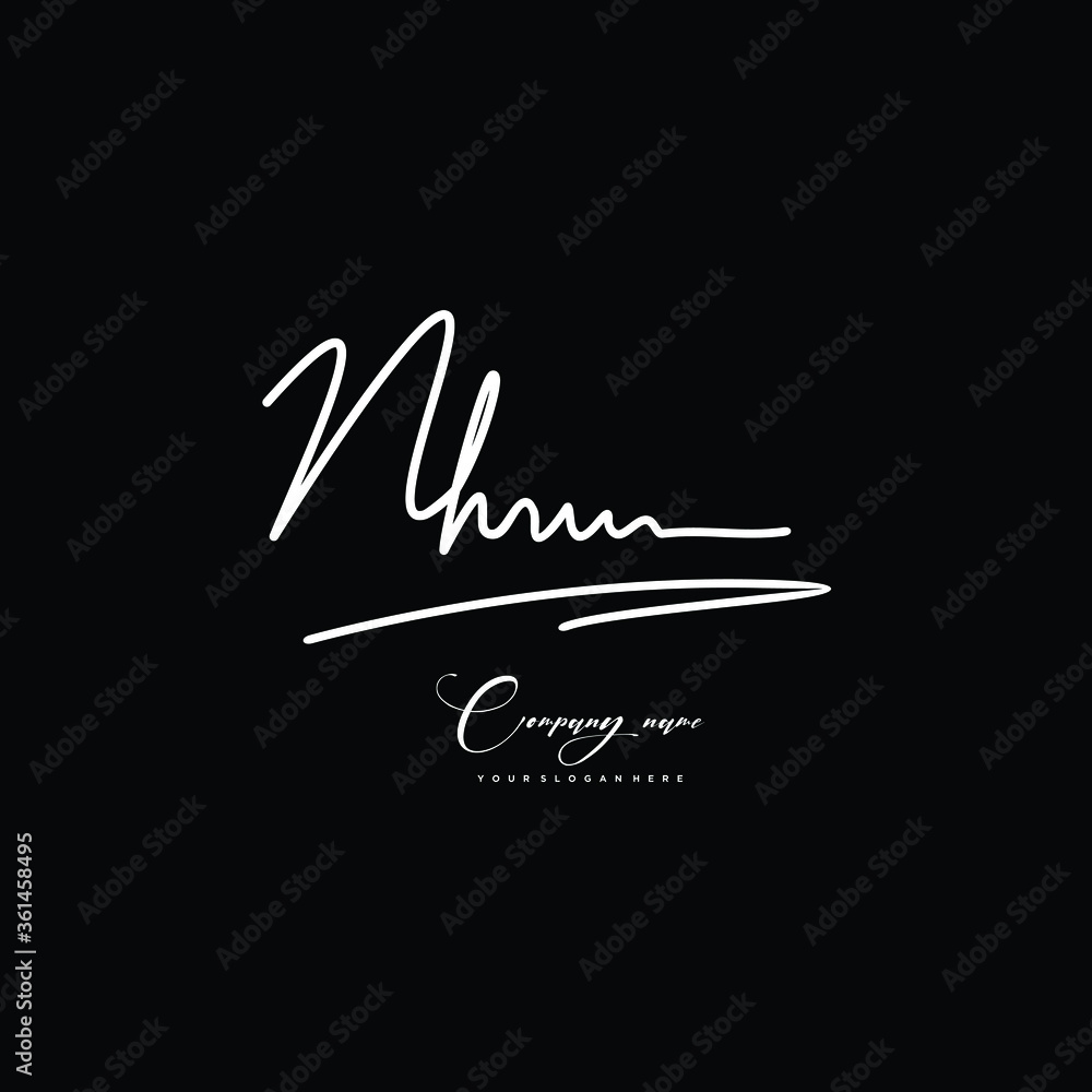 NH initials signature logo. Handwriting logo vector templates. Hand drawn Calligraphy lettering Vector illustration.