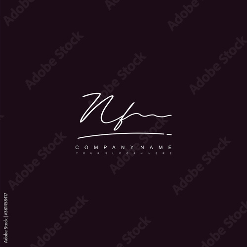 NF initials signature logo. Handwriting logo vector templates. Hand drawn Calligraphy lettering Vector illustration.