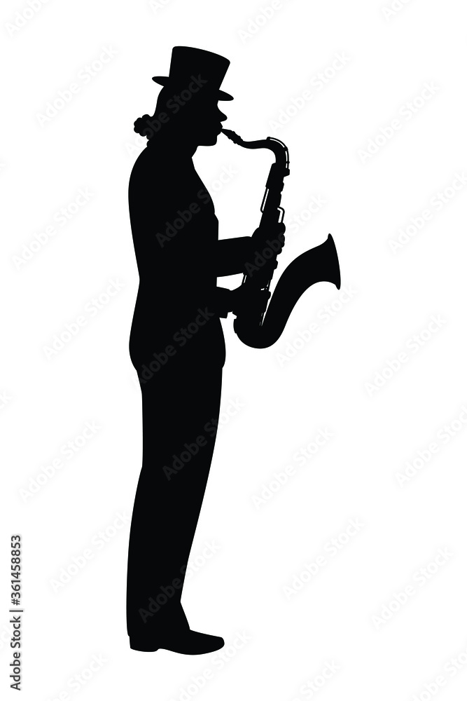 A musician with zaxophone silhouette vector A musician with zaxophone silhouette vector
