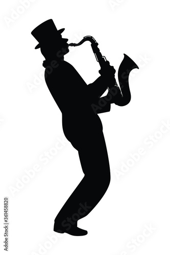 A musician with zaxophone silhouette vector