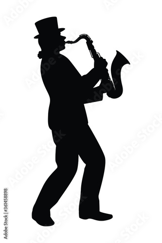 A musician with zaxophone silhouette vector
