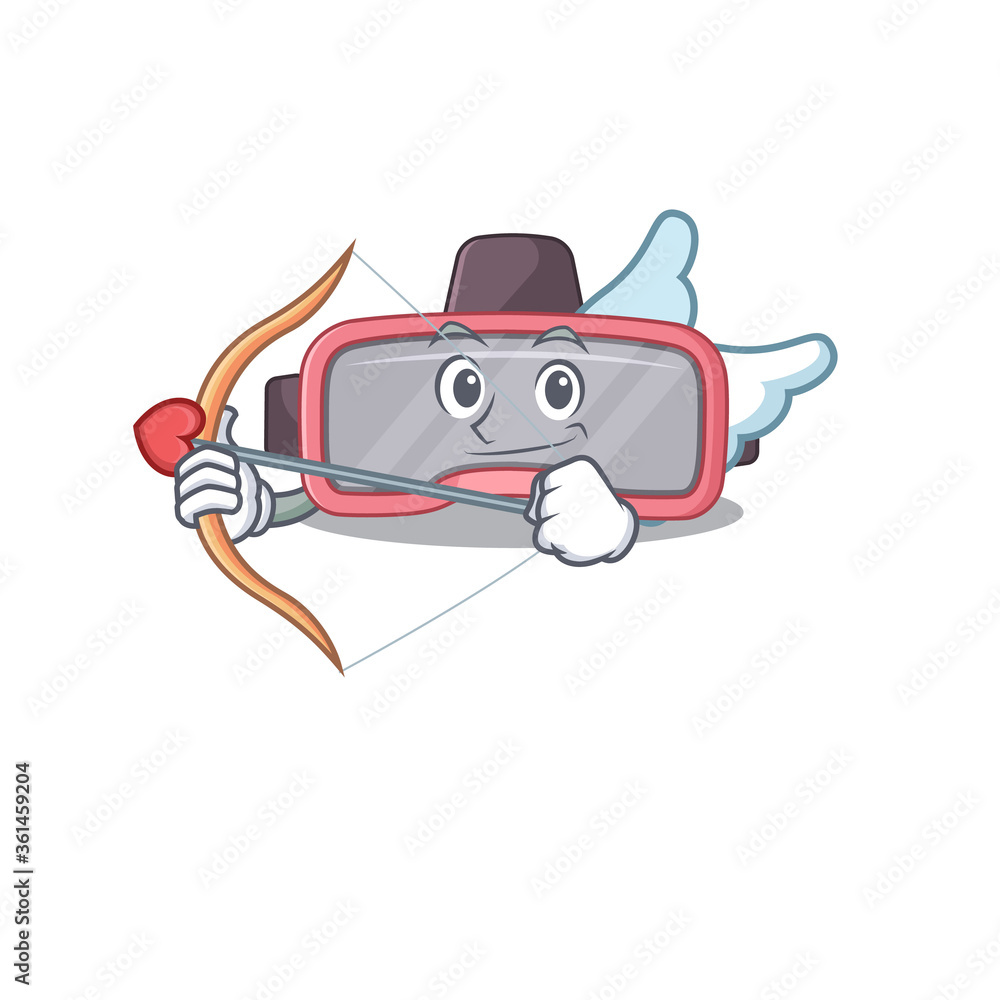 A lovable vr glasses as a romantic cupid cartoon picture with arrow A lovable vr glasses as a romantic cupid cartoon picture with arrow