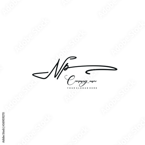 NP initials signature logo. Handwriting logo vector templates. Hand drawn Calligraphy lettering Vector illustration.