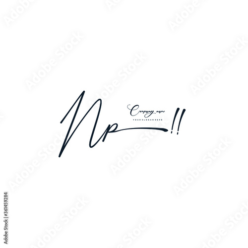NP initials signature logo. Handwriting logo vector templates. Hand drawn Calligraphy lettering Vector illustration.
