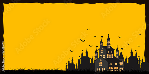 ハロウィン　城　　コウモリ　背景