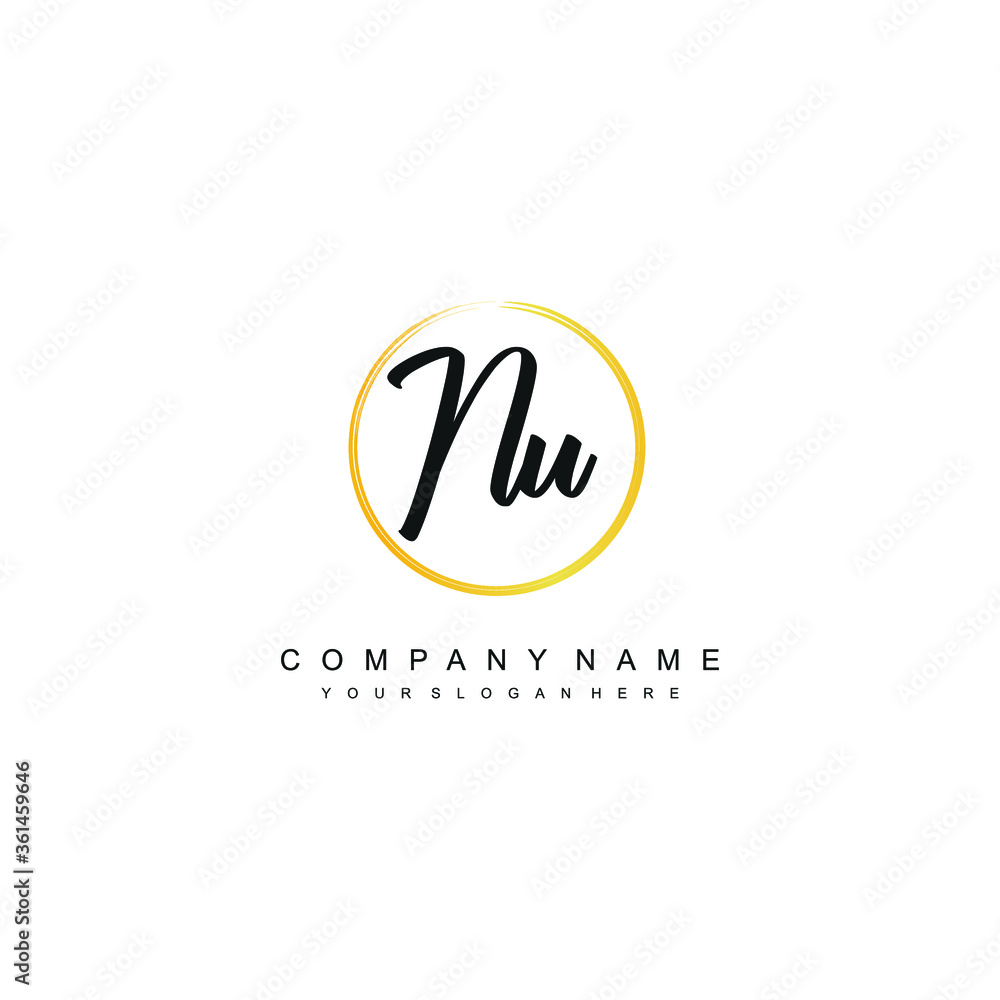 NU initials signature logo. Handwriting logo vector templates. Hand drawn Calligraphy lettering Vector illustration.