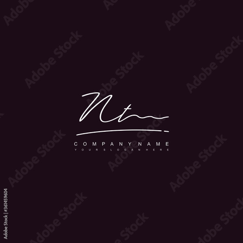 NT initials signature logo. Handwriting logo vector templates. Hand drawn Calligraphy lettering Vector illustration.