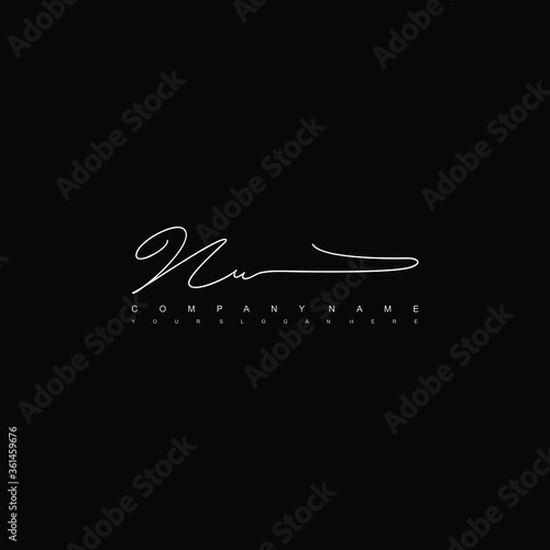NU initials signature logo. Handwriting logo vector templates. Hand drawn Calligraphy lettering Vector illustration.