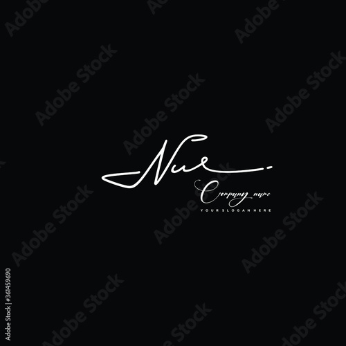 NU initials signature logo. Handwriting logo vector templates. Hand drawn Calligraphy lettering Vector illustration.