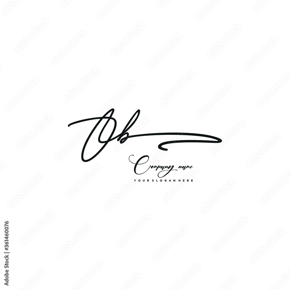 Obraz premium OB initials signature logo. Handwriting logo vector templates. Hand drawn Calligraphy lettering Vector illustration.