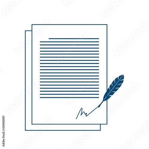Document signed with quill pen