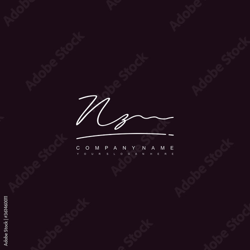 NZ initials signature logo. Handwriting logo vector templates. Hand drawn Calligraphy lettering Vector illustration.