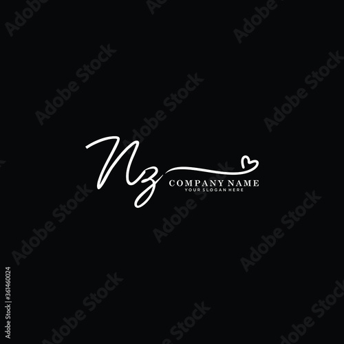 NZ initials signature logo. Handwriting logo vector templates. Hand drawn Calligraphy lettering Vector illustration.
