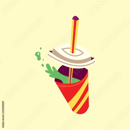 Paper cup with soft drink