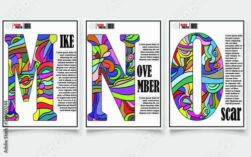Colorful Abstract Background Alphabet Set with Dummy Text for Web Design
