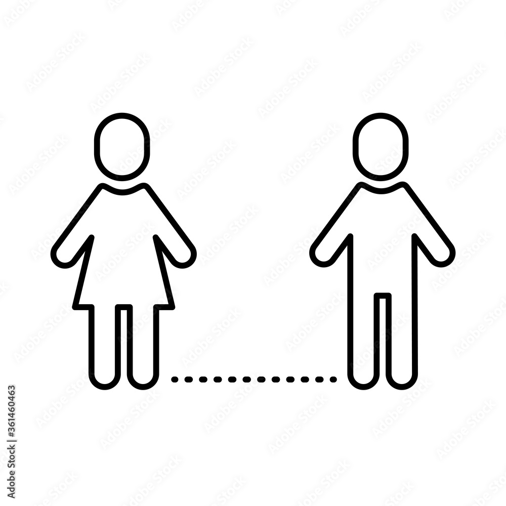 couple humans silhouettes distance social line style icon couple humans silhouettes distance social line style icon