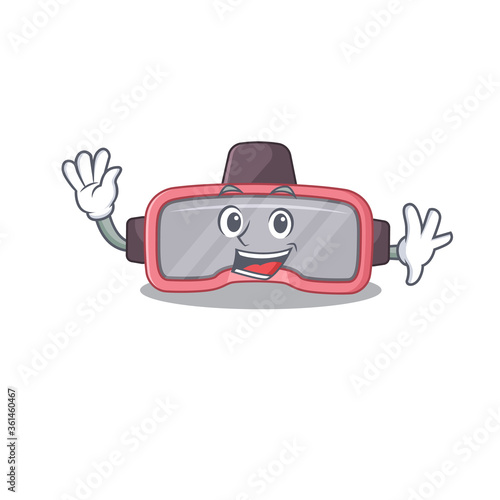 A charismatic vr glasses mascot design concept smiling and waving hand