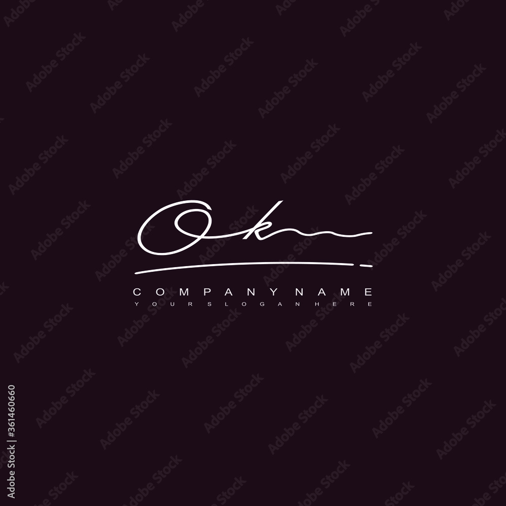 OK initials signature logo. Handwriting logo vector templates. Hand drawn Calligraphy lettering Vector illustration. OK initials signature logo. Handwriting logo vector templates. Hand drawn Calligraphy lettering Vector illustration.