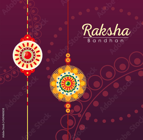 Raksha bandhan multicolored mandala flowers wristbands vector design