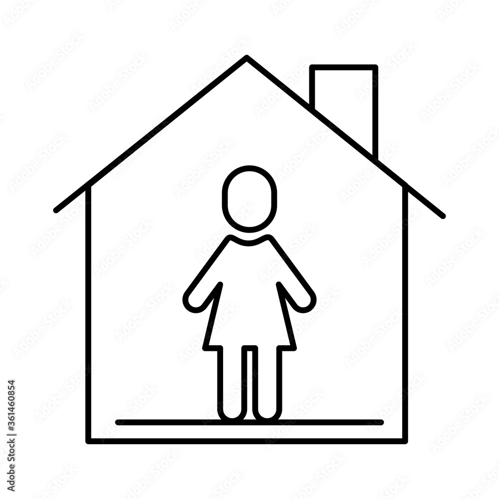 woman stay at home line style icon woman stay at home line style icon