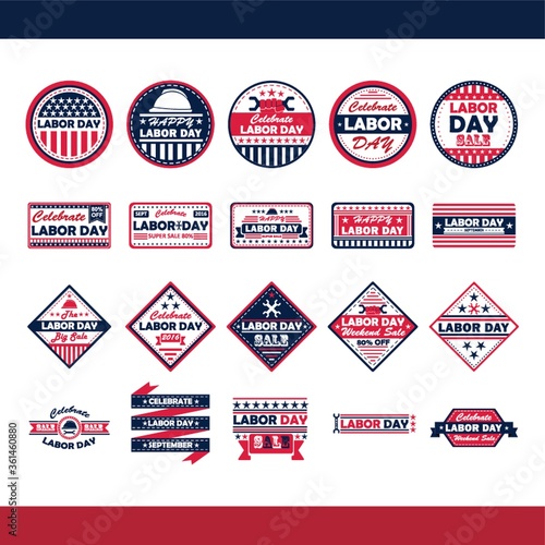 Collection of labor day labels
