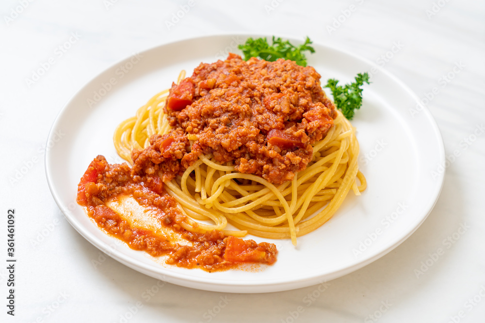 spaghetti bolognese pork or spaghetti with minced pork tomato sauce