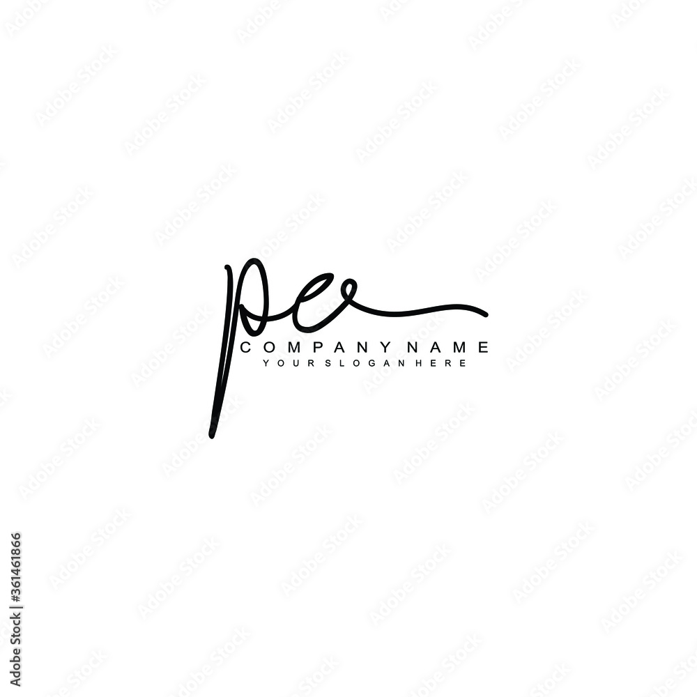 PE initials signature logo. Handwriting logo vector templates. Hand drawn Calligraphy lettering Vector illustration. PE initials signature logo. Handwriting logo vector templates. Hand drawn Calligraphy lettering Vector illustration.