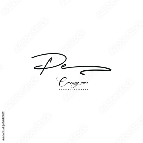 PE initials signature logo. Handwriting logo vector templates. Hand drawn Calligraphy lettering Vector illustration.