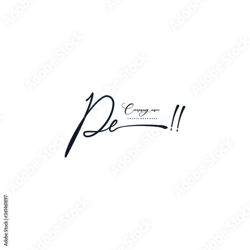PE initials signature logo. Handwriting logo vector templates. Hand drawn Calligraphy lettering Vector illustration.